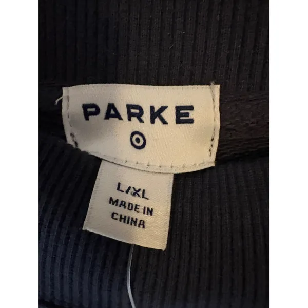 Parke Navy Blue Oversized Whipstitch Logo‎ Sweatshirt L/XL NWT - Image 3
