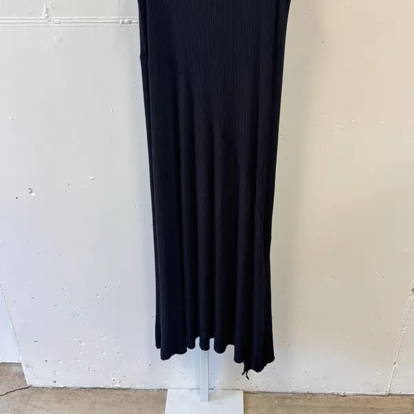 Kinly Black Ribbed Knit Sleeveless Asymmetrical Handkerchief Hem Maxi Dress XS/S - Image 7