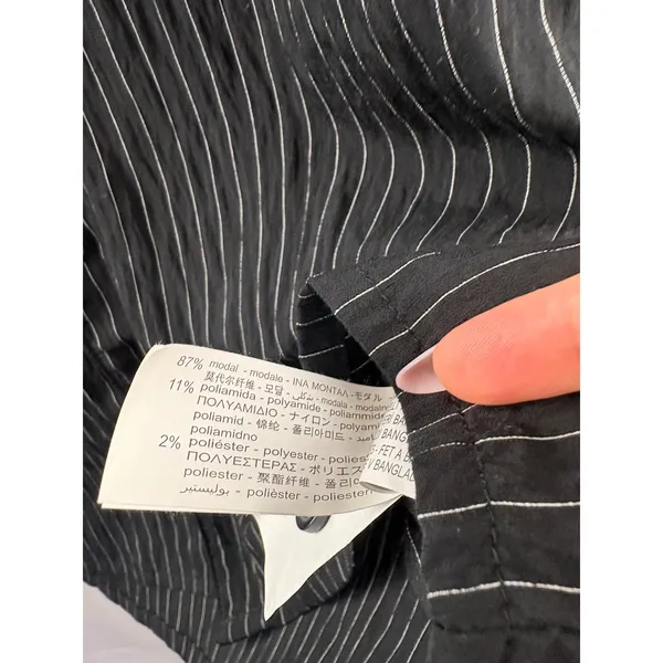 Women’s Zara Medium Black w/ White Stripes Button Up - Image 5