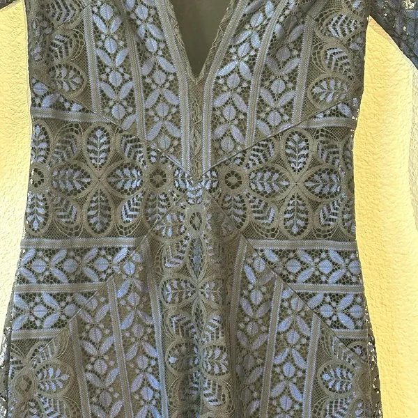 For Love & Lemons Lyla Mini Cocktail Dress Black & Blue Lace Women’s Size XS - Image 3