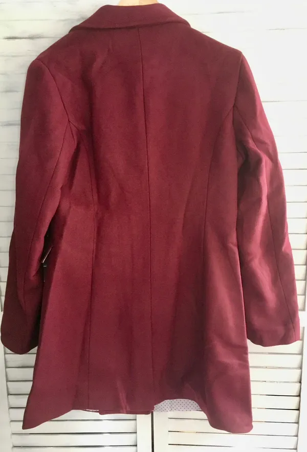 Double Breasted Wool Coat, Large Red - Image 3