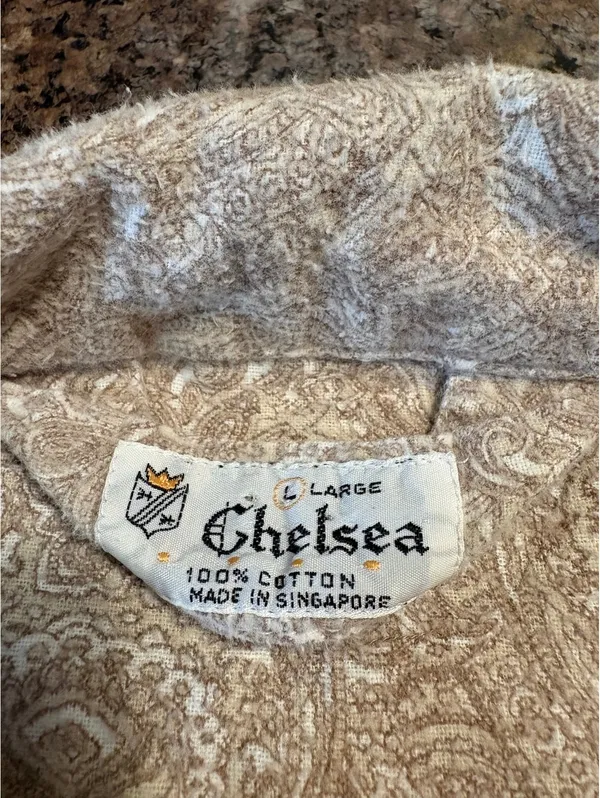 Vintage 90s Chelsea 100% Cotton Paisley Pajama Set Large Cotton Made Singapore - Image 6
