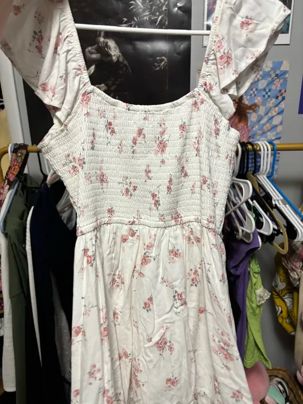 Hollister Dress Floral Mini White Pink - Image 2
