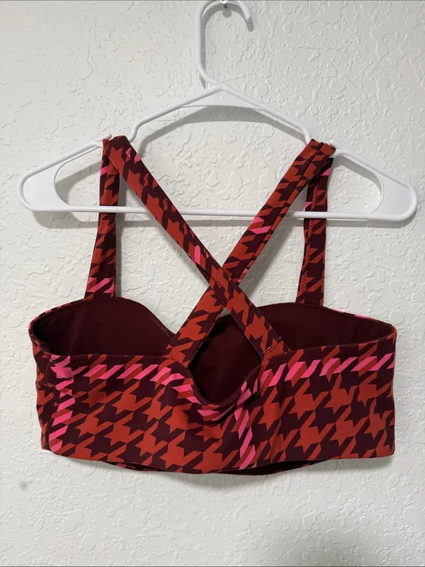 NWOT Offline by Aerie Red & Pink Patterned Crop Bralette Size XL - Image 4