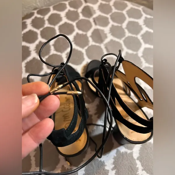 Sam Edelman Black Strappy Heeled Sandals party wedding prom event summer elegant - Image 13