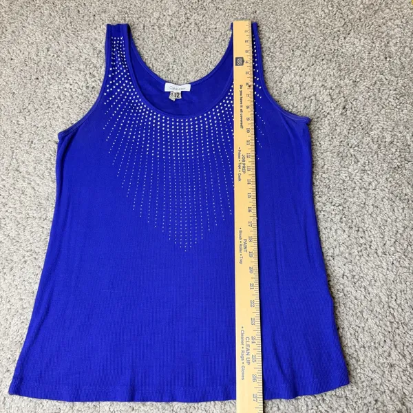 Calvin Klein Womens XL Purple Ribbed Rhinestone Embellished Tank Top Scoop Necke - Image 4