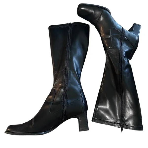 Mootsie Tootsie Boots Women's Size 8M Mid Calf Square Toe Block Heel Side‎ Zip - Image 5