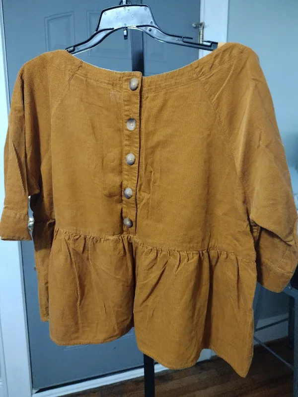 Anthropologie Maeve Maria Mustard Corduroy Top - Image 3