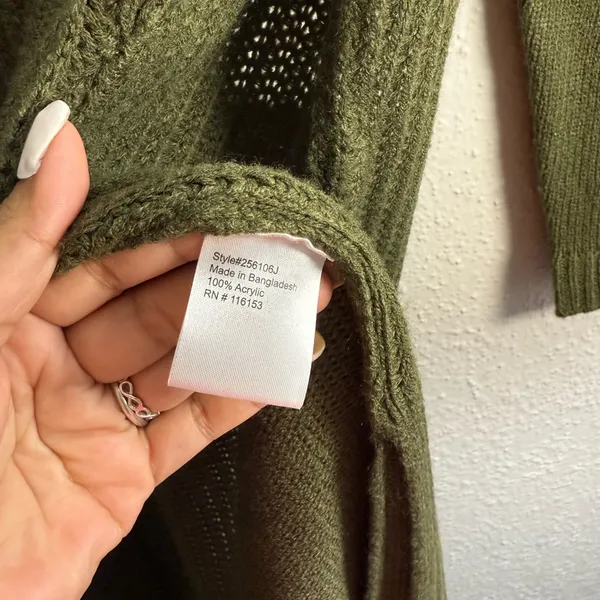 Poof Apparel Cardigan Elegant Olive Women's Size S - Image 6