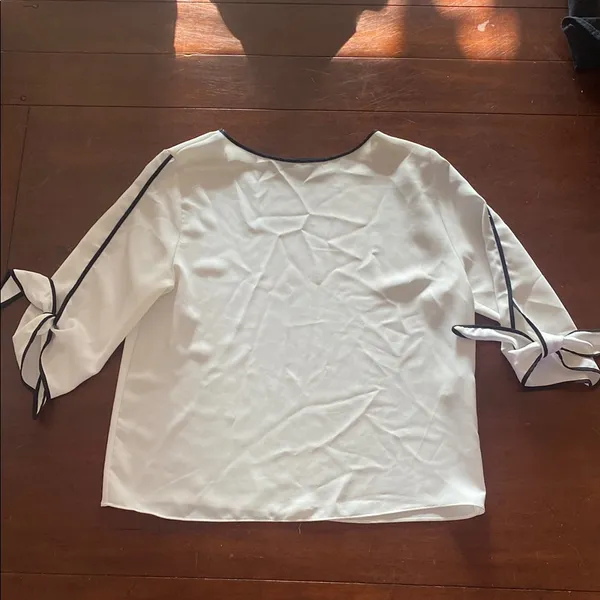 Zara White Blouse with Black Trim - Image 2