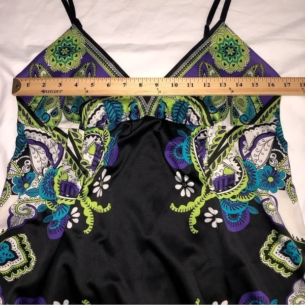 Ice Cocktail Dress Size 10 Vintage Party Silky Adjustable Straps Black Purple - Image 6