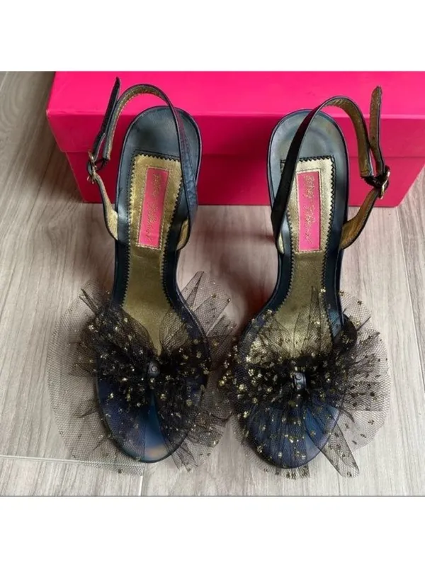 Betsey Johnson Charline Tulle Heels Gold - Image 2