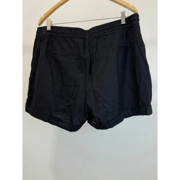 Old Navy Linen Blend Pull On Shorts Black Drawstring XL - Image 2