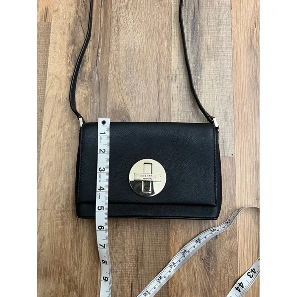 Kate Spade Black Crossbody Bag –‎ 100% Leather, Striped Lining - Image 5