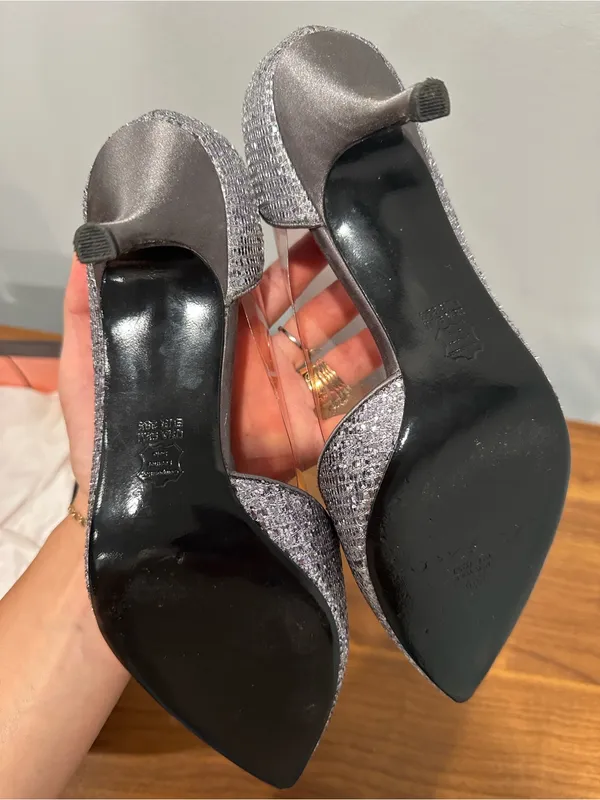 Nina Sparkling Silver Pointed Toe Pumps - Image 5