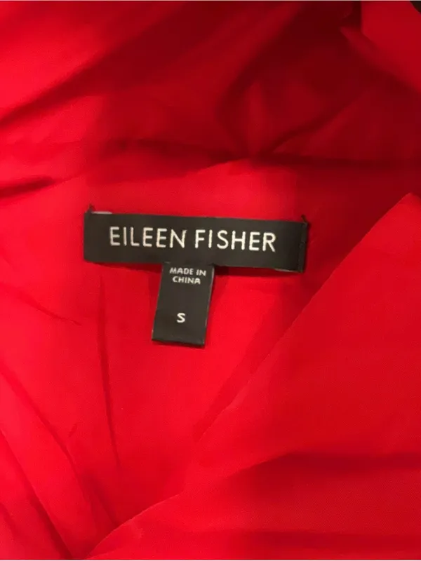 Eileen Fisher Red Weather Resistant High Collar Duck Down Puffer Vest Size S - Image 4