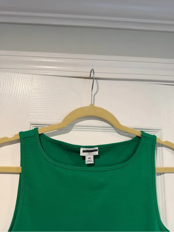 NWOT J. Crew Size XS Mid Weight Boat Neck Kelly Green Knit Cotton Tank Top - Image 2