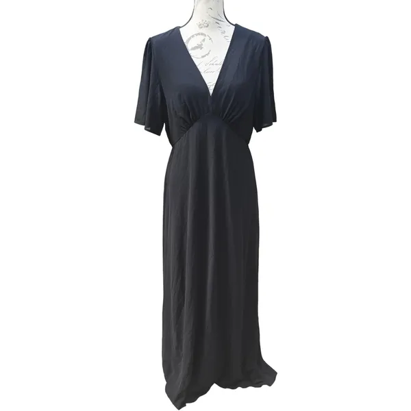 Baltic Born NWOT‎ Esti Black Maxi Dress V Neck Short Sleeve Cocktail Large - Image 4