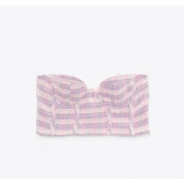 New Zara‎ Tweed Strapless Cropped Top - Image 5