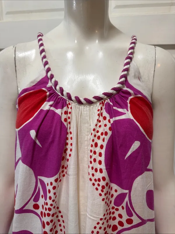Farm Rio Maia Linen Jumpsuit Bold Floral Fuchsia & Red Size Small - Image 5