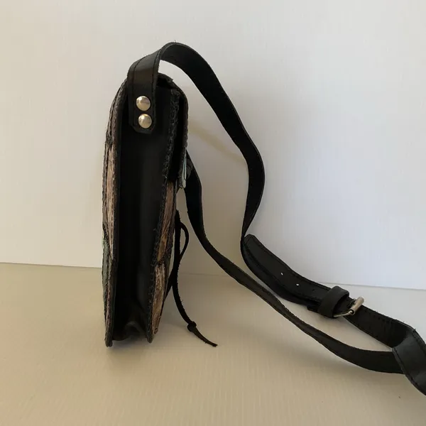Mexican Genuine Leather Crossbody Bag Handmade Patchwork Boho Artisan Satchel - Image 5