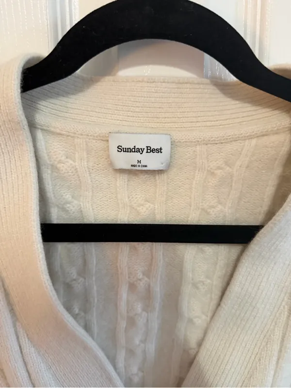 Aritzia Sunday Best Lamore Cardigan Cream Size Medium - Image 4
