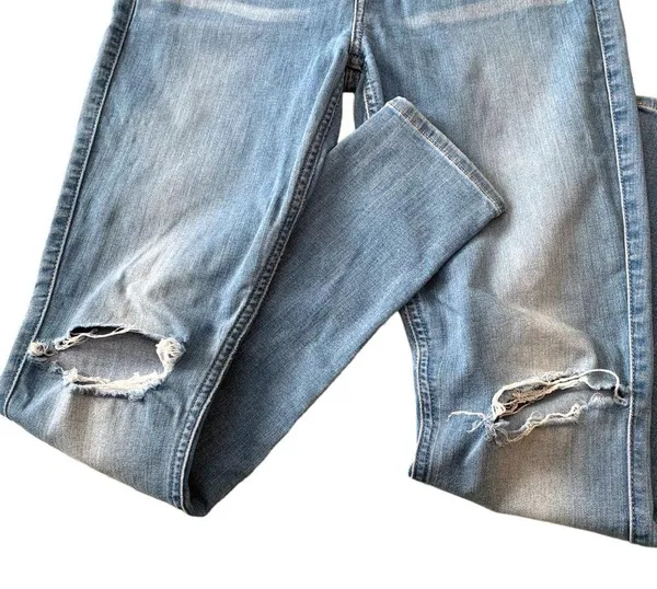 7 For All Mankind light wash distressed high waist ankle skinny s26 denim - Image 2