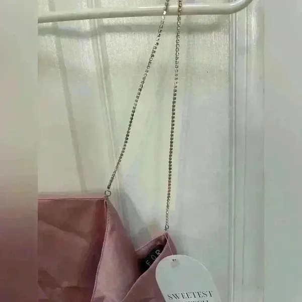 Backless Satiny Pink Crop Tank with Jeweled Spaghetti Straps Size S - Image 3