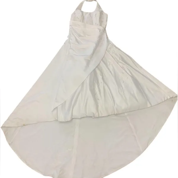 Aurora D’Paradiso Halter Wedding Gown White Bridal Dress Cathedral Train Size 16 - Image 4