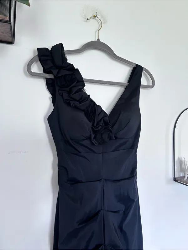 Xscape Black‎ Taffeta V Neck Sleeveless Mermaid Maxi Dress Gown Size 4 - Image 3