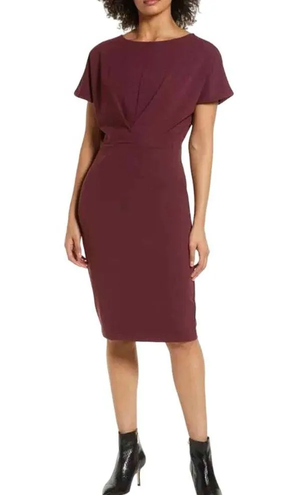 Halogen Cutout Sheath Knee Length Business Casual Dress Size XXL Burgundy - Image 4