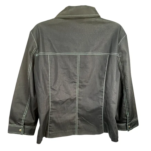 Coldwater Creek Blue Lightweight‎ Jacket Contrast Stitch Snap Front Size 14 - Image 2
