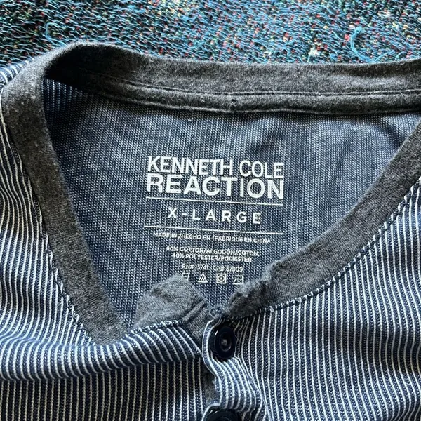 Kenneth Cole Reaction Gray Long Sleeve Tee 1/4 Button SZ XL Relaxed Loose Fit - Image 13