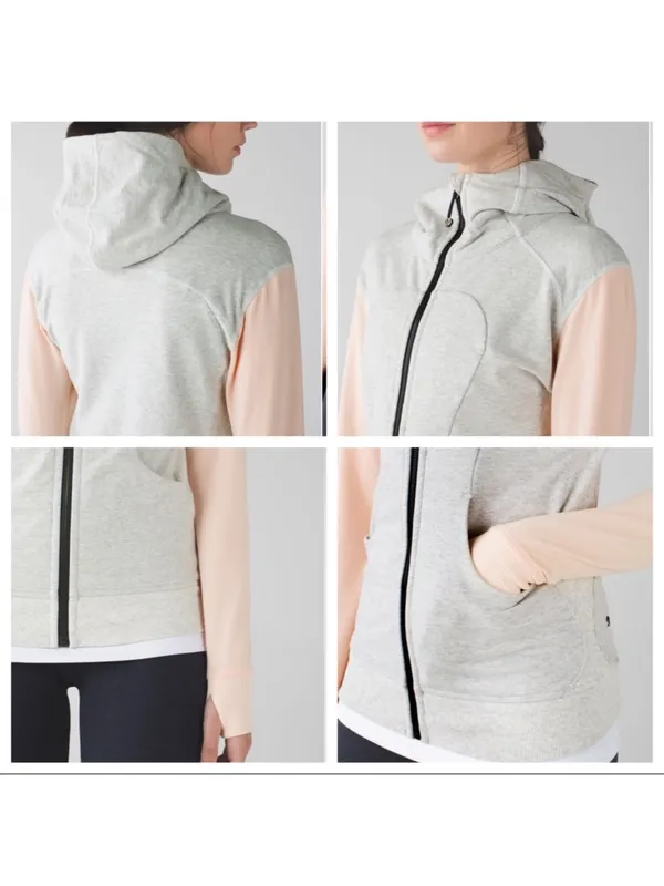 Lululemon On The Daily Hoodie Heathered White / Butter Pink size 8 - Image 3