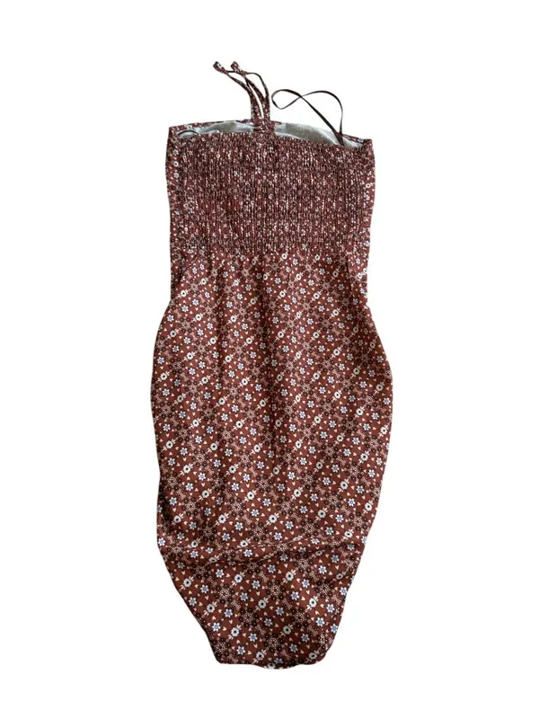 PRINCESS POLLY Brown Floral Halter Dress Size US 2 - Image 2