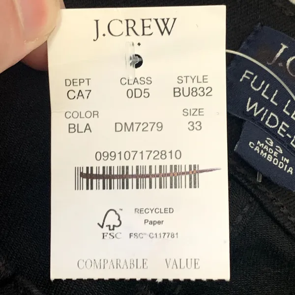 NWT J.Crew Factory Wide-leg Full-length Jean All-day‎ Stretch in Black BU832 - Image 13