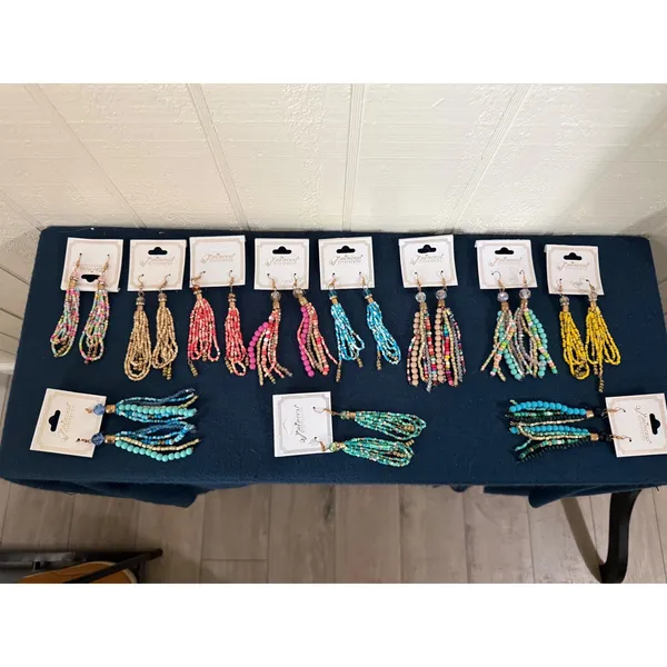 Bundle 1- Princess Accessories Beaded Tassel Drop Earrings Lot of 11 Boho - Image 3