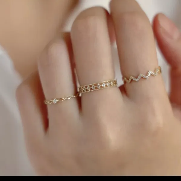Boutique NEW 18k Gold Vermeil‎ Diamond Cut Lattice Band Ring - Image 5