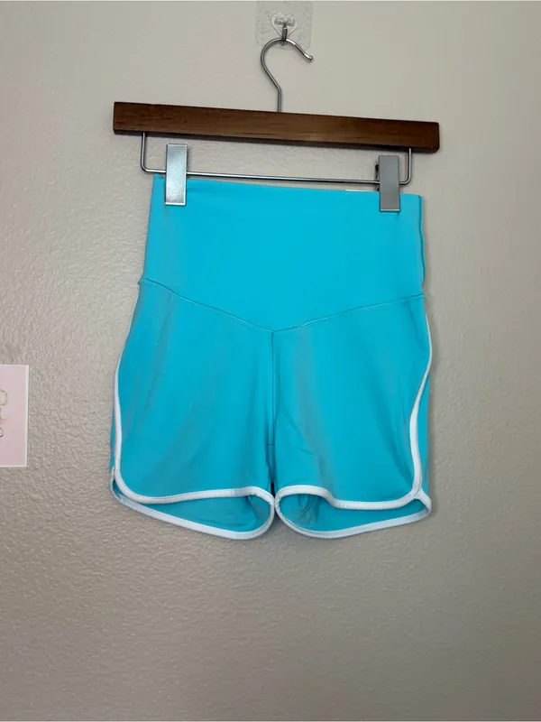 Aerie medium real me shortie 3” blue white short women summer sporty athletic - Image 2