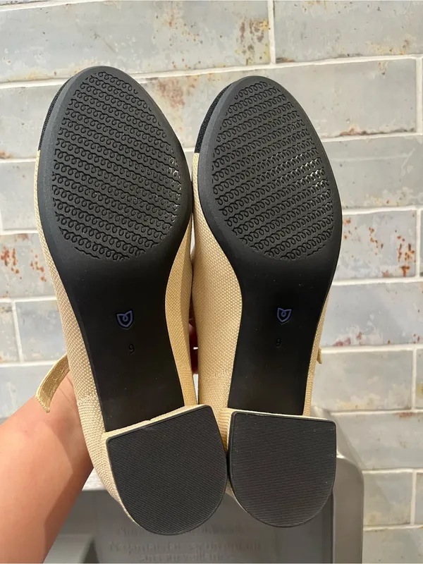 New Rothy’s Rothy The Mary Jane Heel Heels Cream Black Captoe Cap Toe 9 - Image 7