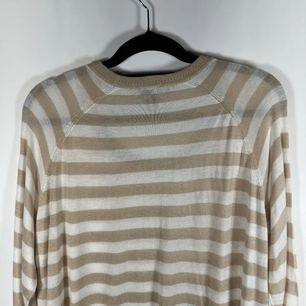 TORRID Pullover‎ Knit Sweater Women's Size 2X Striped Cream Tan Crewneck - Image 8