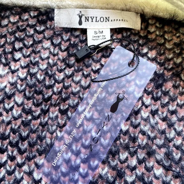 NWT Nylon Apparel Button‎ Front Cardigan Fuzzy Multicolor Fur Pockets Size S/M - Image 4