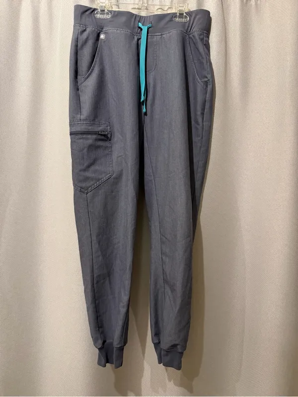 FIGS Zamora Jogger Scrub Pants Gray High Waisted Drawstring Medical Small - Image 2
