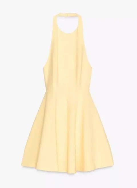 Zara mini halter godet butter yellow evening party wedding dress - Image 8