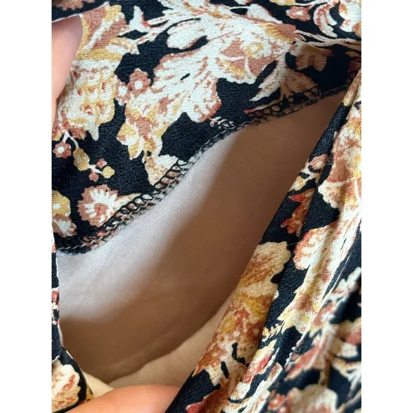 Anthropologie Floral Tapered Pants Womens 4 Black Orange Ankle Zip Boho Casual - Image 9