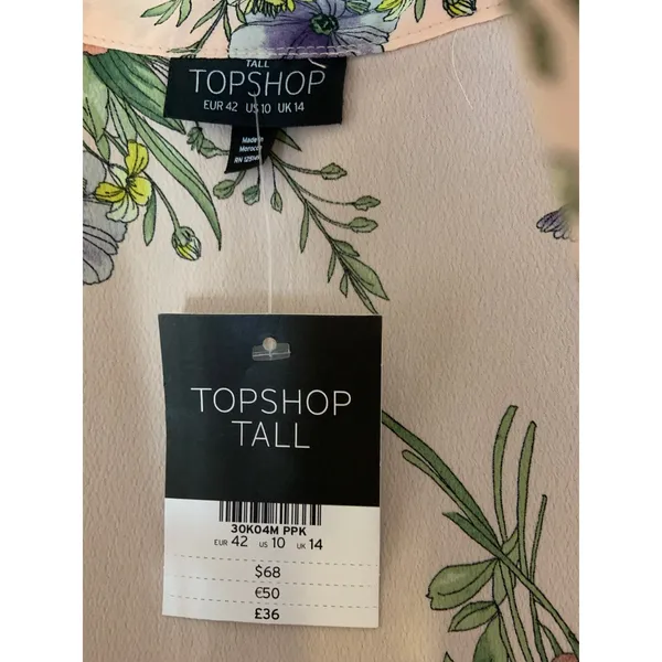 Topshop Floral NWT Maxi Skirt Womens 10 Pink NEW Tall Handkerchief HemTie Waist - Image 6