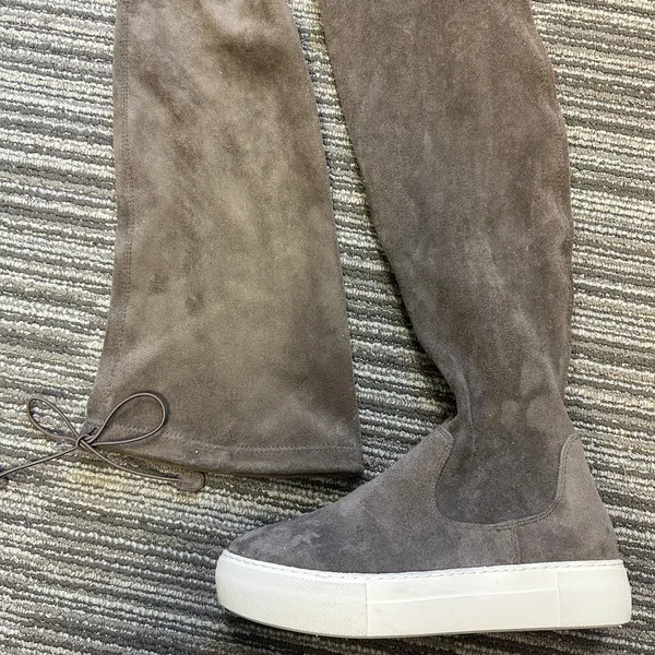 J/Slides Petra Over-the-Knee Sneaker Boots Gray Faux Suede Fall‎ Autumn Casual - Image 5