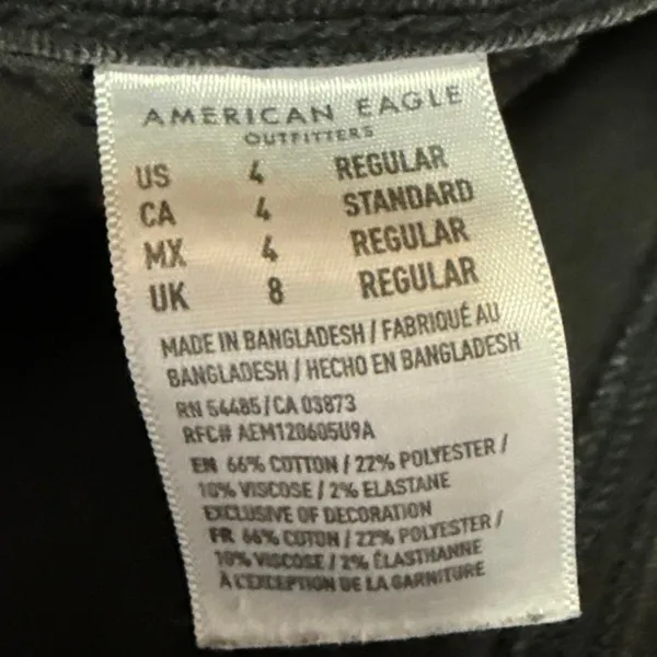 American Eagle Next Level Stretch Black Distressed Skinny Denim Jeans Size 4 - Image 5
