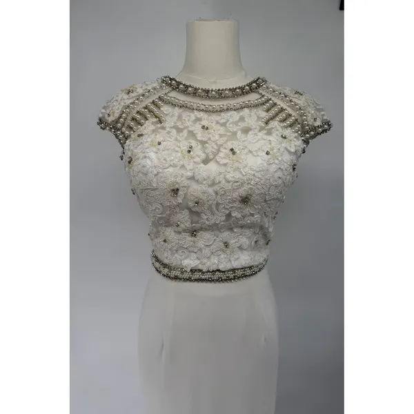 Sherri Hill 50025 White Two Piece Open Back Beaded‎ Gown Size 2 New! - Image 10