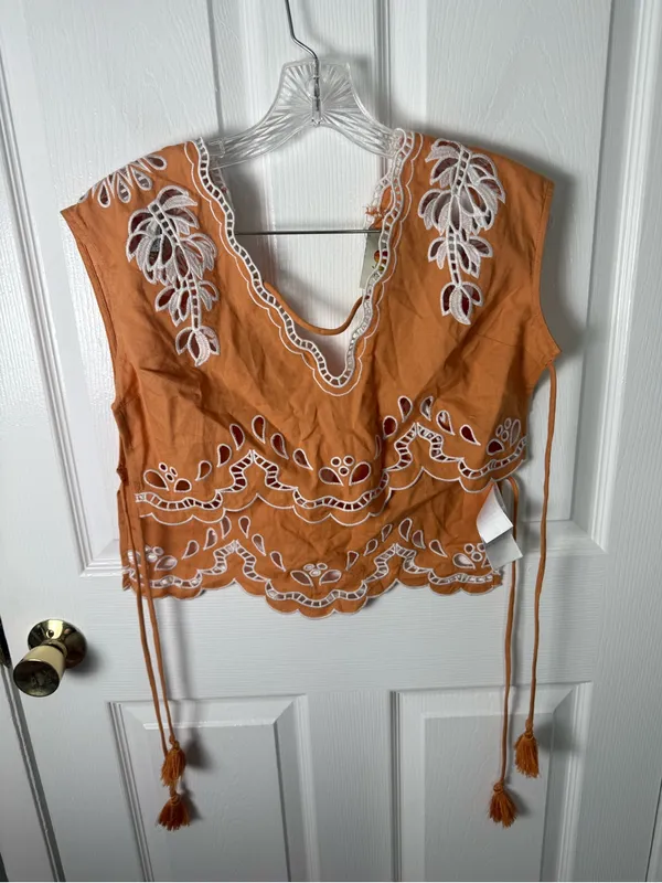Farm Rio Banana Tree Camel Blouse S - Image 4